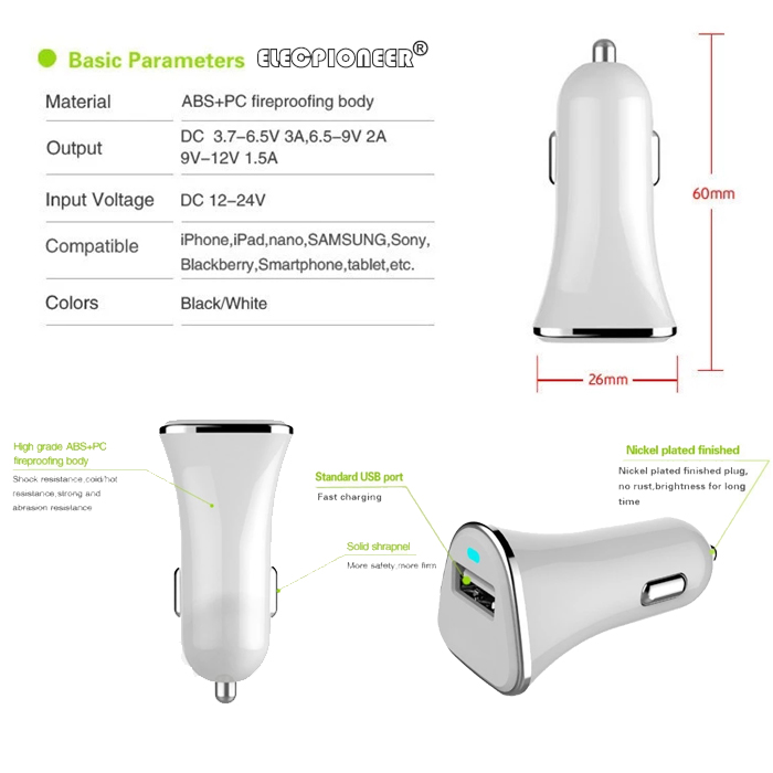 2. CR-05 QC3.0 USB Car Charger detailed information by Union Power America Inc. - Union Power (Yangzhou)Co., Ltd. for Bulk Purchase and Corporate purchase contact us today(Description)